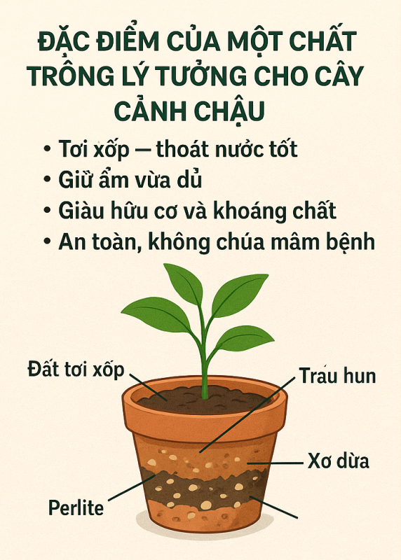 Kinh nghiệm chọn chất trồng cho cây cảnh trên chậu: Bí quyết giúp cây khỏe – đẹp – bền